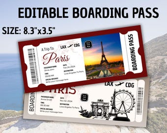 Druckbare Flugticket | Surprise Urlaubserinnerung (Digitaler Download)