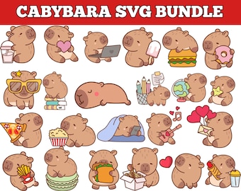 かわいいカピバラ PNG、面白いカピバラ クリップアート、デジタル ステッカー、陽気なカピバラ クリップアート、面白いカピバラ SVG バンドル、かわいい動物のイラスト