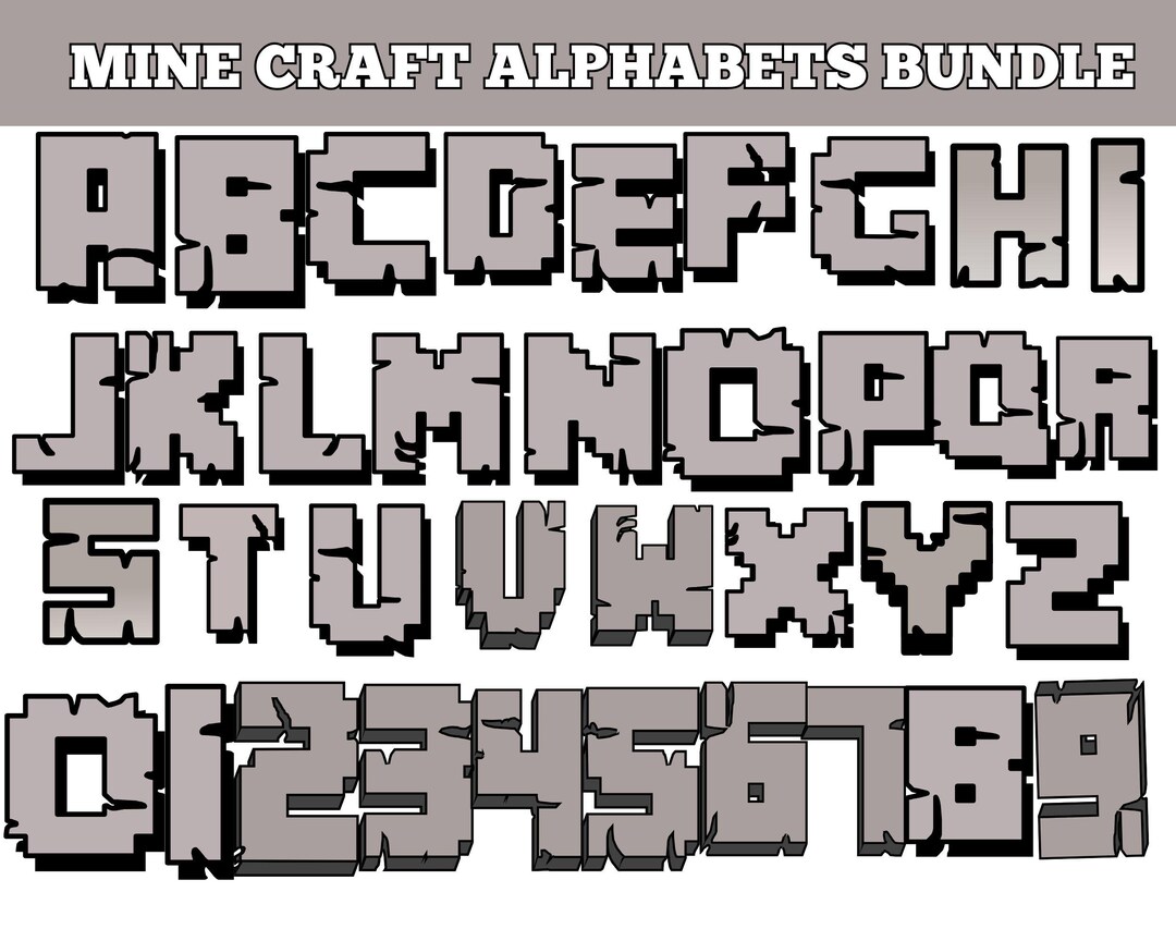 Minecraft Styled Letters Minecraft Font SVG Bundle, Gamer Alphabet Cut Files - Etsy
