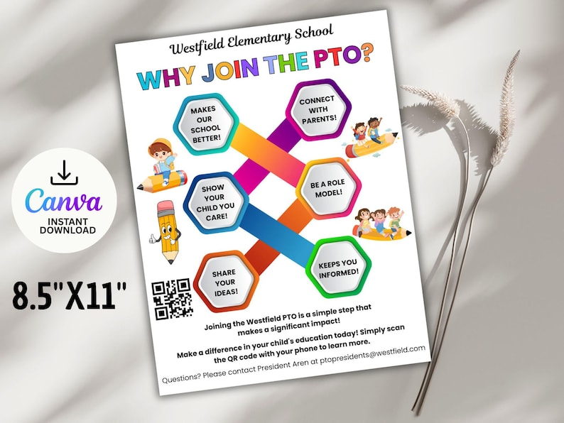 Editable Why Join the PTO PTA Infographic Flyer, QR Code Volunteer ...