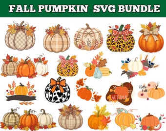 Fall Pumpkin SVG Bundle: Autumn Cricut, Silhouette Cutting Files (Digital Download)