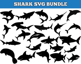 Paquete SVG de tiburón, silueta prediseñada para Cricut (descarga instantánea)