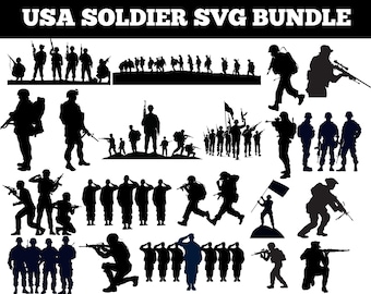 US Soldier SVG: Veteran American Troops, USA Flag (Digital Download)