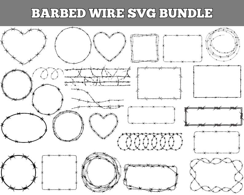 Barbed Wire SVG Bundle, Silhouette Cut Files (digital Download) - Etsy