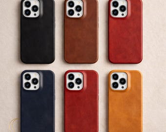 Leather iPhone Case, Genuine luxury Vintage Retro leather Cover for iPhone 17 16 15 14 13 12 Pro Max, Business Phone Cover