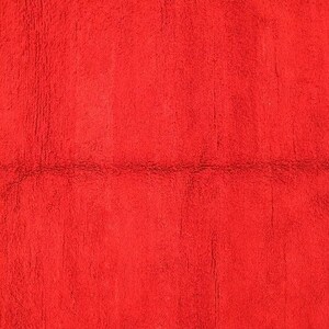 The image is a close-up of a red fabric or surface, with a textured and slightly wrinkled appearance.