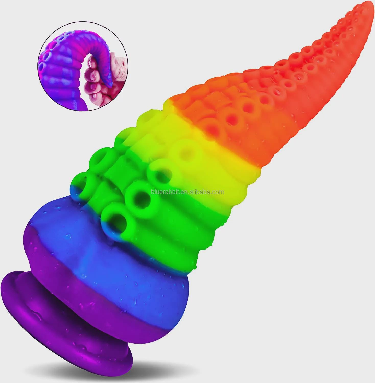 Octopus Tentacle Silicone Massager with Suction Base, Hands-Free Wellness Accessory for Couples and Adults, Rainbow