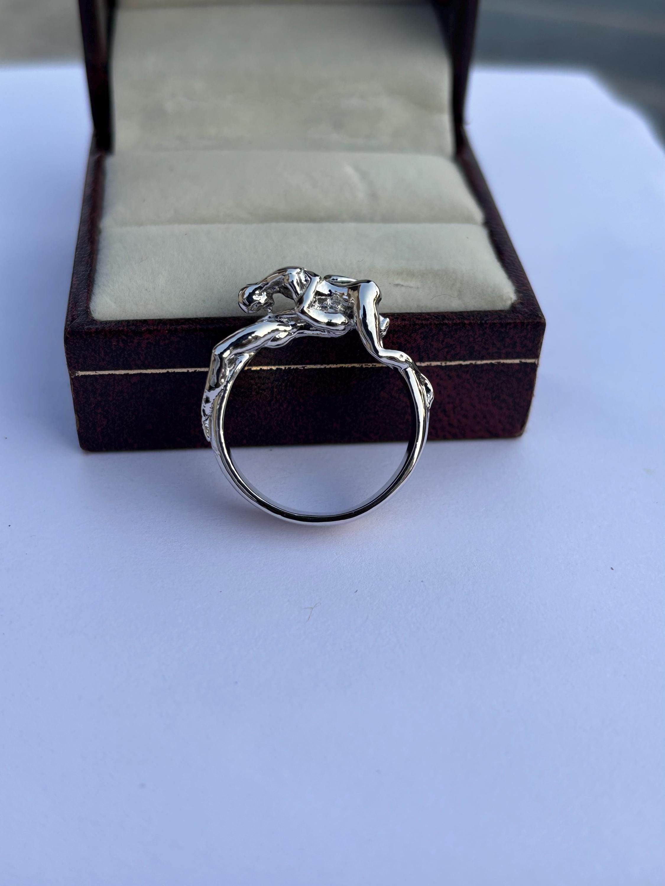 Sterling Silver Lovers Figure Ring, Romantic Promise Band - Etsy