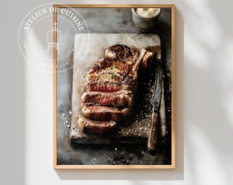 Steak Bild: Rustikales Fleisch Gemälde Wandbild, Metzgerei Dekor (Digitaler Download)