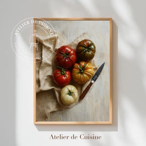 Heirloom Tomato Still Life Art Print: Rustic Kitchen Decor (Digital Download)