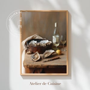 Oyster Still Life Art Print: French Coastal Kitchen Decor (Digital Download