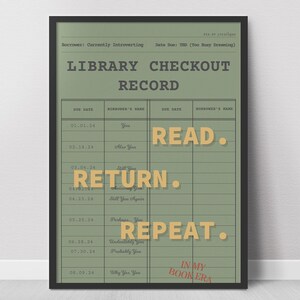 Lesen Sie die Rückgabe-Wiederholungswand, Kunst, Bibliothek Karte druckbare, introvertierte Buch-Liebhaber-Geschenk, digitaler Download Leseplakat, literarisches Wohndekor