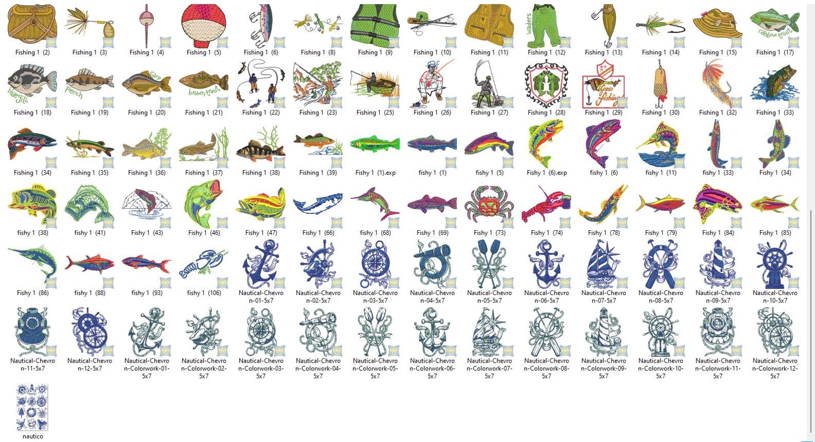 Mega Pack of 100 Fishing Embroidery Designs - PES Format - Machine ...