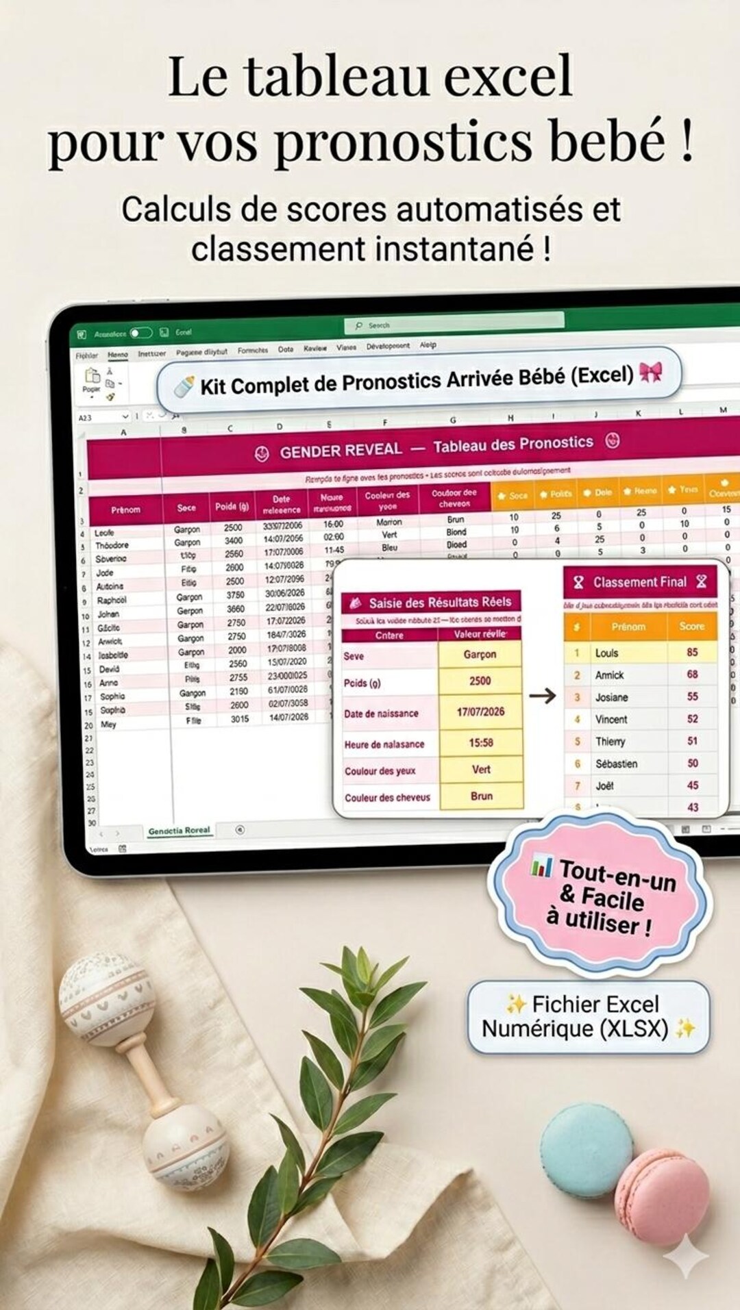 Excel Baby Prediction Game – Automatic Gender Reveal Chart ...