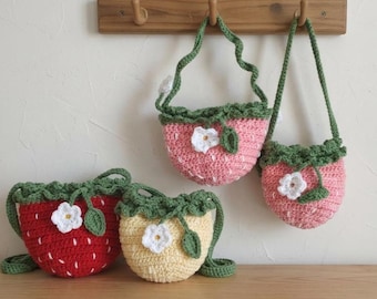 Crochet Strawberry Bag Pattern PDF, Cute Fruit Purse DIY, Kawaii Shoulder Bag, Handmade Crochet Accessory, Beginner Friendly Gift