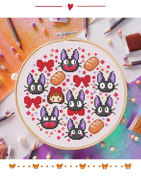 Kiki's Delivery Service Cross Stitch Pattern: Studio Ghibli Cat