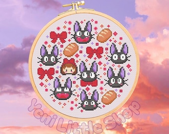 Kiki's Delivery Service Cross Stitch Pattern: Studio Ghibli Cat (PDF Pattern)