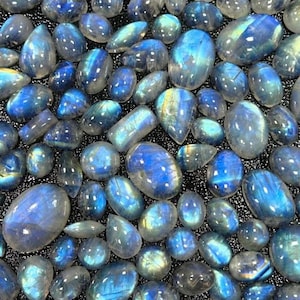 Wholesale Lot Natural Rainbow Moonstone Cabochon Mix Shape Gemstone Blue Fire Moonstone Best Quality Jewelry Material Buy It Now