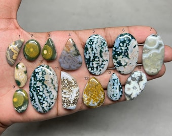 Natural Ocean Jasper Cabochon, Loose Gemstone Cabochon Mix Shape Designer Ocean Jasper Gemstone, For Jewelry Making