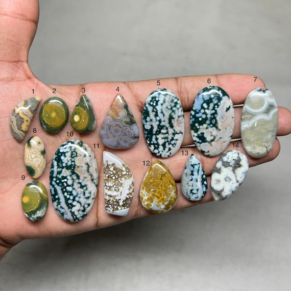 Natural Ocean Jasper Cabochon, Loose Gemstone Cabochon Mix Shape Designer Ocean Jasper Gemstone,  For Jewelry Making