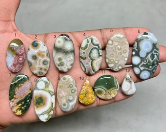 Ocean Jasper Natural Gemstone Cabochon, Healing Crystal Stone, Polished Ocean Jasper for Jewelry Making, Unique Pattern Stone Gift