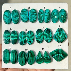 Chrysocolla Malachite Smooth Cabochon, Loose Gemstone, Chrysocolla Malachite Mix Shape Earring Pair Malachaite for Jewelry Making