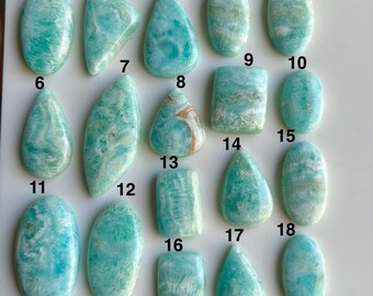 Aragonite bleue, pierre précieuse naturelle en cabochon, pierre précieuse brute pour la création de bijoux.