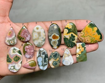 Ocean Jasper Natural Gemstone Cabochon, Healing Crystal Stone, Polished Ocean Jasper for Jewelry Making, Unique Pattern Stone Gift