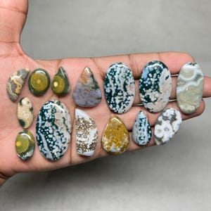 Natural Ocean Jasper Cabochon, Loose Gemstone Cabochon Mix Shape Designer Ocean Jasper Gemstone, For Jewelry Making image 2