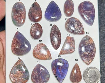 Natural Iolite Sunstone Cabochon | Blue Orange Sparkle Gemstone | Loose Cabochon for Jewelry Making | Designer Crystal Gift