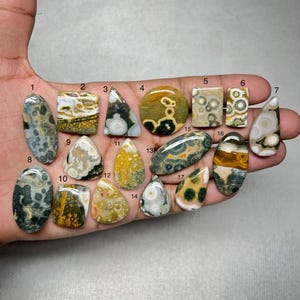 Ocean Jasper Natural Gemstone Cabochon, Healing Crystal Stone, Polished Ocean Jasper for Jewelry Making, Unique Pattern Stone Gift