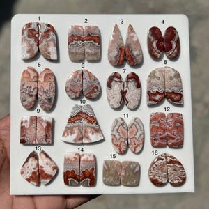 Natural Rosetta Stone Pair Cabochon – Matching Rosetta Jasper Stones – Unique Pattern Gemstone Pair – Jewelry Making Cabochons