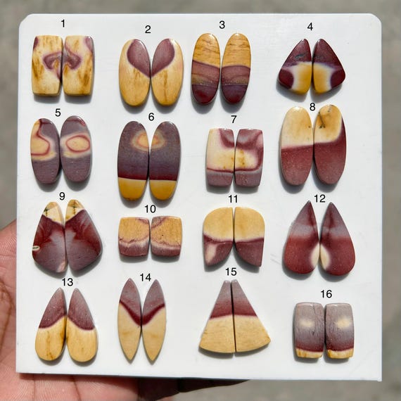 Natural Mookaite Jasper Pair Cabochon – Mookaite Matching Stones – Polished Mookaite Gemstone Pair – Jewelry Making Cabochons