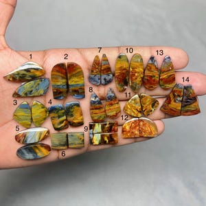 Natural Pietersite Cabochon Gemstone Pair Smooth Cabochon Designer Matching Pairs Semi-Precious Gemstones Best For Earring Jewelry