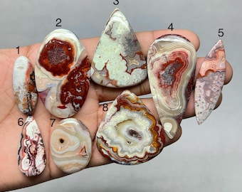 Ágata de encaje loco 100 % de primera calidad, piedra preciosa suelta para hacer joyas, cristal de ágata de encaje loco