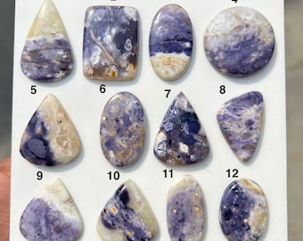 Gema de ópalo morado 100% natural, cabujón de ópalo morado, gema morado, lote de gemas cabujón, lote de gemas sueltas para hacer joyas