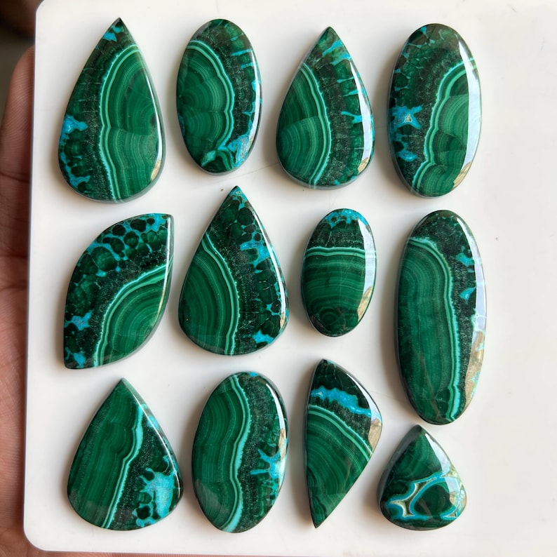 Piedra de crisocola y malaquita | Cristal curativo natural | Gema para calmar el chakra del corazón | Regalo de piedra preciosa en bruto | Cristal azul verdoso para el equilibrio energético imagen 2