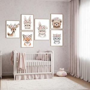 Arte de pared para guardería / Estampado de animales en acuarela / Descarga digital / Decoración de habitación de bebé / Arte de dulces sueños / Impresiones de pared para niños