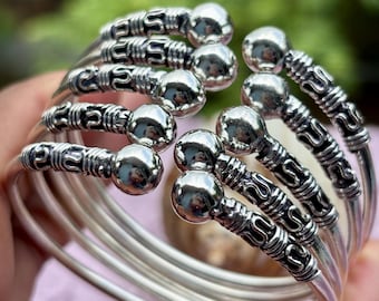 West Indian Ball Bangle Set: Handcrafted Sterling Silver Statement Jewelry