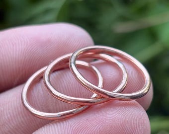 Tiny Handmade Copper Plain Band Ring, Stacking Smooth Everyday Wear