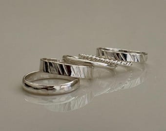 Conjunto de 5 anillos apilables de plata 925 / anillos apilables / anillos de banda / regalo para ella