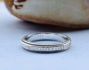 925 Sterling Silver Spinner Ring: Handmade Fidget Anxiety Band