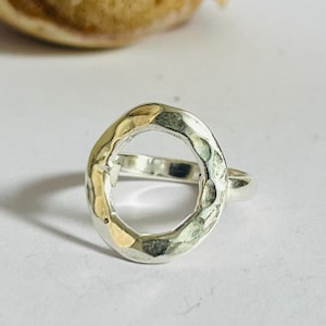 Open Circle Ring | 925 Sterling Silver |  Handmade Ring | Holiday Gift for Her | Hammered Band Ring | Unique Design Band