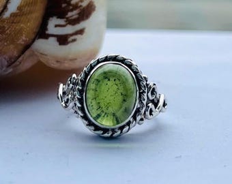 Handcrafted Prehnite Ring: 925 Sterling Silver Women's Jewelry