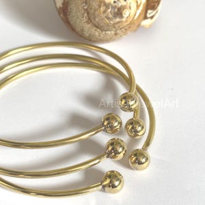 Minimalist Brass Ball Bangle Set: Stackable Boho Jewelry