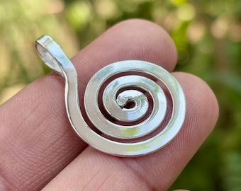 Handmade Sterling Silver Spiral Pendant – Modern Swirl Necklace Charm
