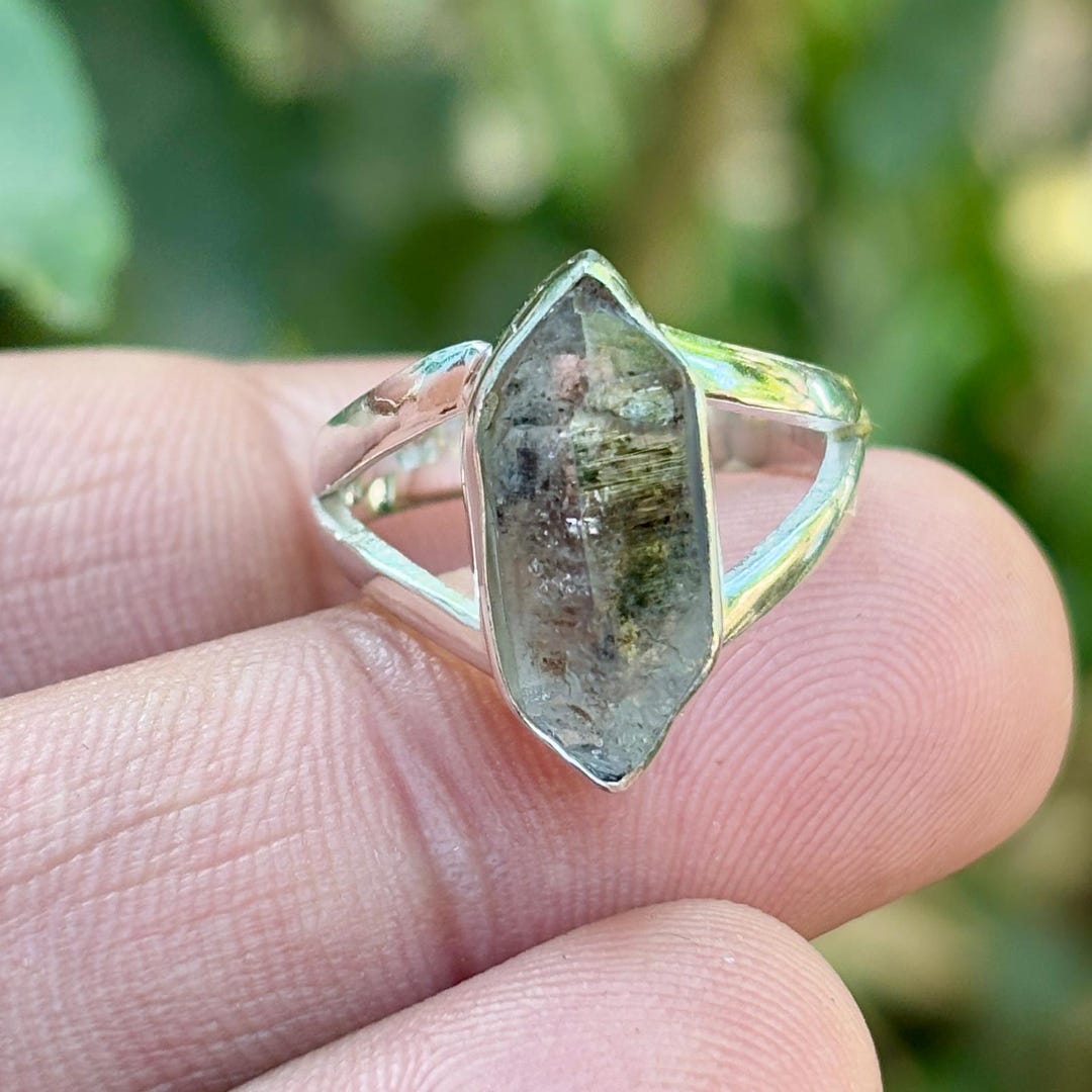 Quartz Point Ring Natural Crystal Point Ring • Rough Quartz Sterling Silver Ring • Boho ...