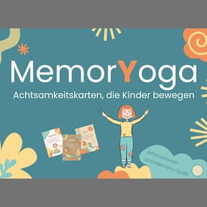 MemorYoga - 40 carte di affermazione amorevoli per bambini per una maggiore consapevolezza, movimento e gioia, incluso un gioco di memoria da scaricare, circa 10 x 7 cm