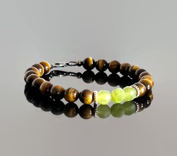Peridot Crystal Bracelet, Natural Peridot Gemstone Beaded Bracelet