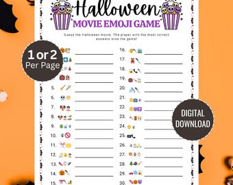 Halloween Movie Emoji Game, Horror Movie Emoji Game Printable, Digital Download